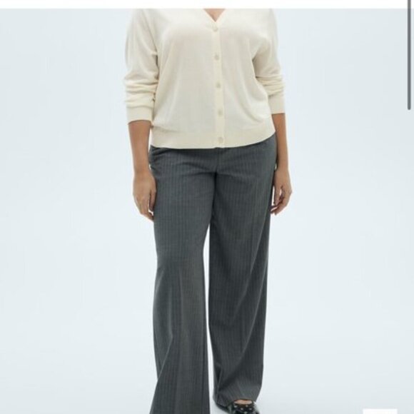 Mango Silk-Blend Ribbed Cardigan Ecru | Size L | Flawed - Picture 4 of 13